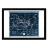 Oliver Gal 1972 London Tube Map Blueprint Shadowbox-Framed Art Print