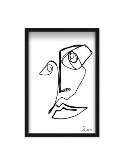 Oliver Gal Lines On My Face Sketch Shadowbox Framed Art Print