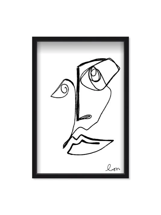 Oliver Gal Lines On My Face Sketch Shadowbox Framed Art Print