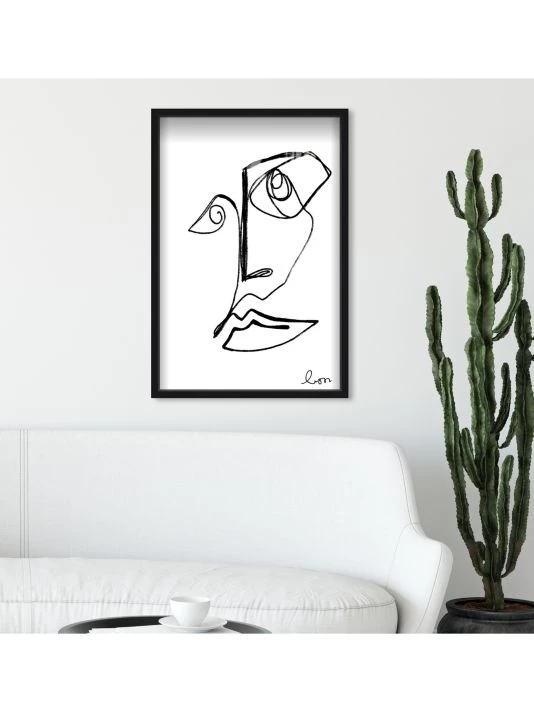 Oliver Gal Lines On My Face Sketch Shadowbox Framed Art Print - Image 2