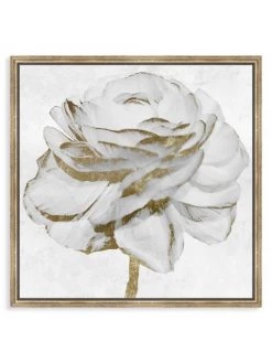 Oliver Gal White Gold Peony Framed Art