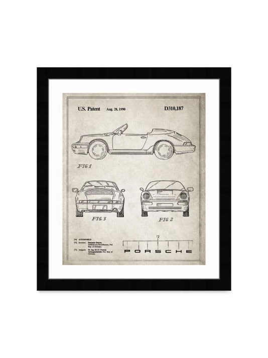 Oliver Gal 1990 Porsche 911 Framed Art Print