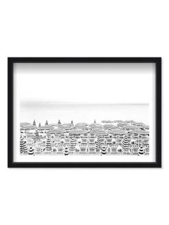 Oliver Gal Parasol Beach Umbrellas Shadowbox Framed Art Print