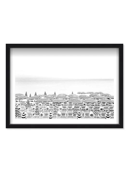 Oliver Gal Parasol Beach Umbrellas Shadowbox Framed Art Print