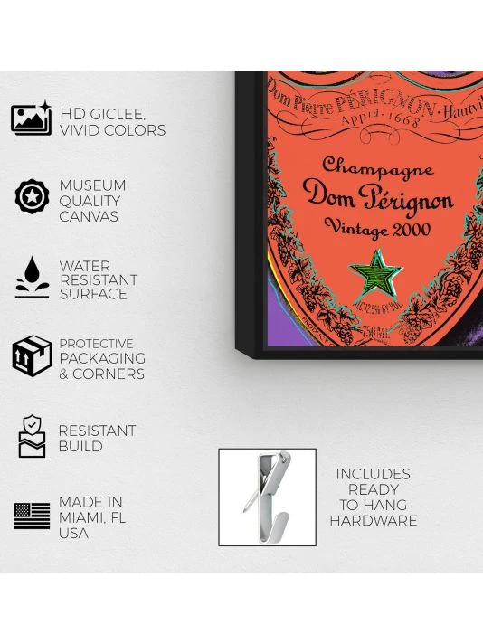 Oliver Gal Warholesque Champagne Labels Framed Canvas Art - Image 3