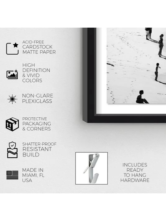 Oliver Gal 'Best Coast Black And White' Shadowbox-Framed Art Print - Image 3