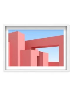 Oliver Gal 'Architecture Geo Pink And Blue' Shadowbox-Framed Art Print