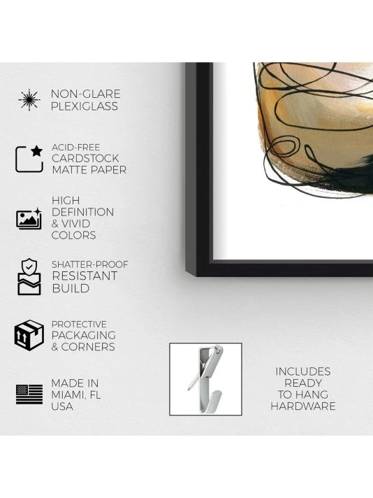 Oliver Gal Neutral Aragonite Abstract Shadowbox Framed Art Print - Image 3