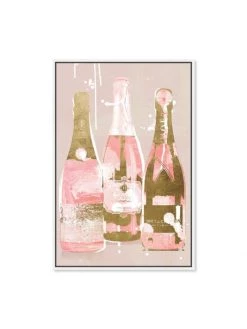 Oliver Gal 'Blush Champagne Bottles' Framed Canvas Art