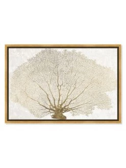 Oliver Gal 'Gold Coral Fan' Framed Canvas Art