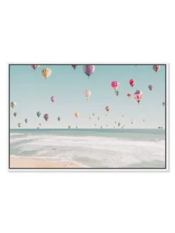 Oliver Gal 'Beachside Balloons' Framed Canvas Art