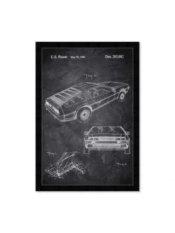 Oliver Gal 'Chalkboard Delorean (1986)' Framed Art Print