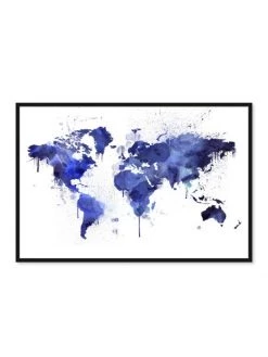 Oliver Gal Mapamundi World Map Framed Canvas Art