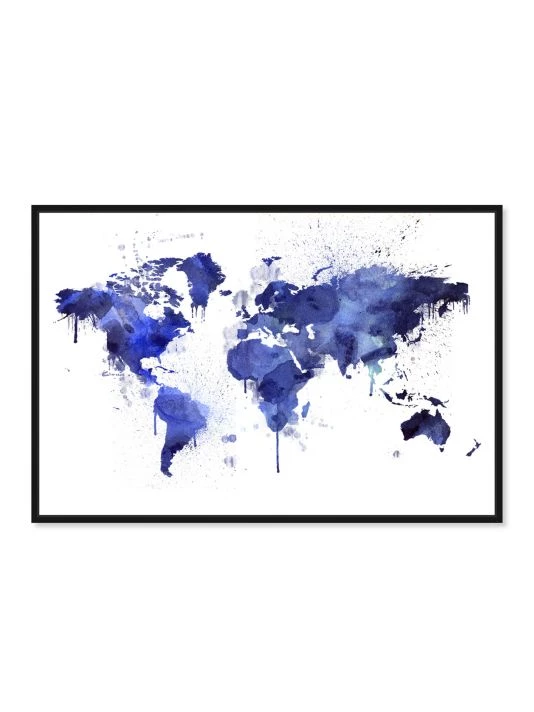 Oliver Gal Mapamundi World Map Framed Canvas Art