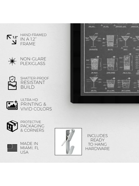 Oliver Gal 'Happy Hour Cocktails Night' Framed Art Print - Image 3