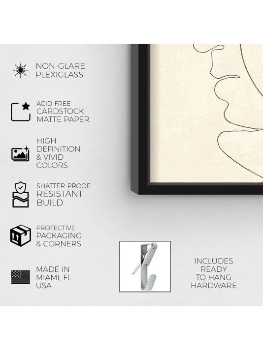 Oliver Gal Face Sketch Shadowbox Framed Art Print - Image 3