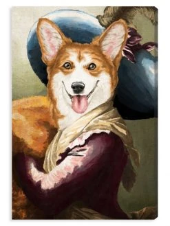 Oliver Gal Elegant Corgi Canvas Art