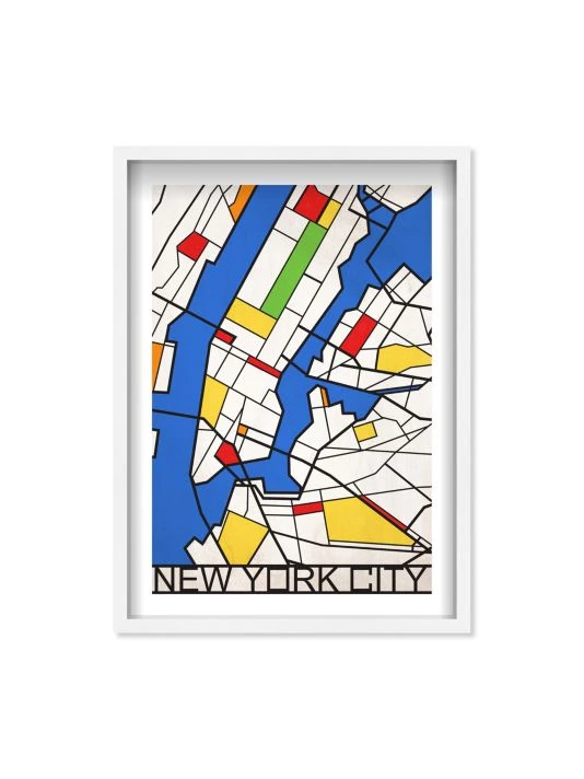 Oliver Gal New York Color-Blocked Map Shadowbox Framed Art Print