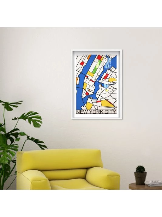 Oliver Gal New York Color-Blocked Map Shadowbox Framed Art Print - Image 2