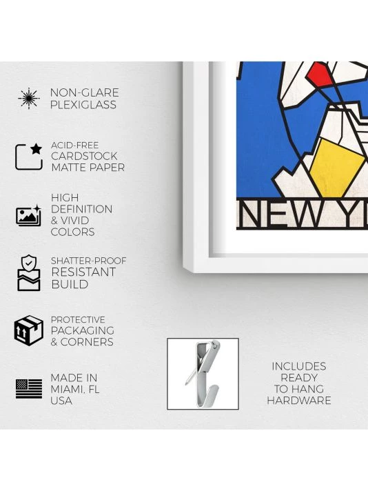 Oliver Gal New York Color-Blocked Map Shadowbox Framed Art Print - Image 3