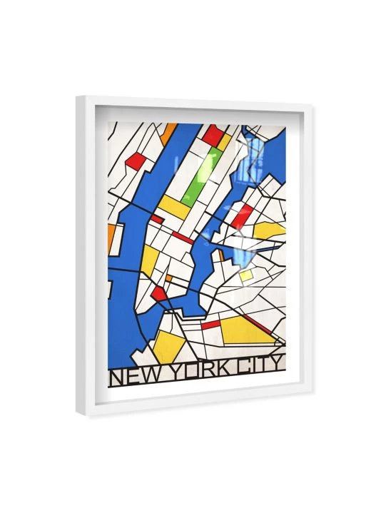 Oliver Gal New York Color-Blocked Map Shadowbox Framed Art Print - Image 4