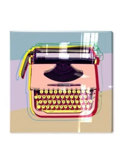 Oliver Gal Pastel Type Writer High Gloss Resin Canvas Print