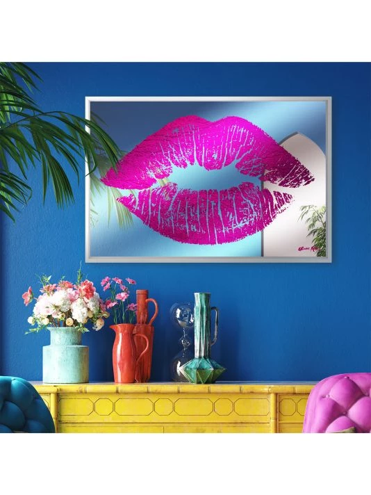 Oliver Gal Lipstick Kiss Framed Accent Mirror - Image 2