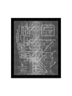 Oliver Gal New York Subway Map (1958) Shadowbox Framed Art Print