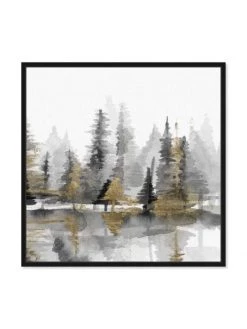 Oliver Gal 'Golden Reflection Trees Abstract' Framed Canvas Art