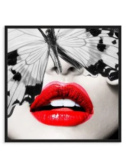 Oliver Gal Butterfly LIps Framed Canvas Art
