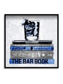 Oliver Gal Luxe Bar Books Indigo Framed Art