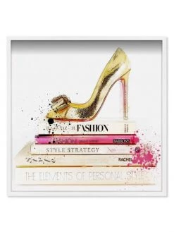 Oliver Gal Gold Shoe & Fashion Book Framed Art Print