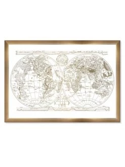 Oliver Gal Gold Hemispheres Framed Print