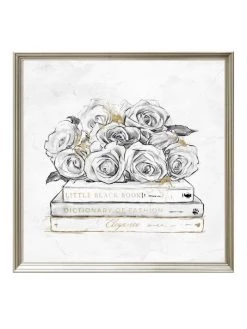 Oliver Gal Framed Rose & Books Print