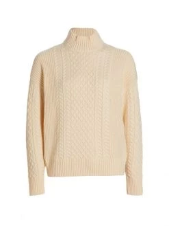 Design History Cabled Mockneck Sweater