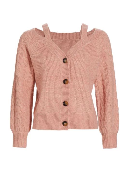 Design History Ribbed Off-The-Shoulder Cardigan Sweet Peach - Image 3