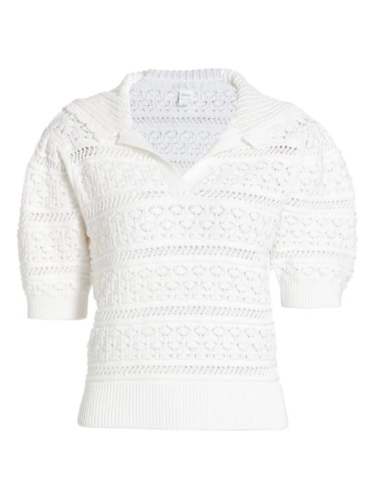 Design History Openwork Knit Polo Sweater