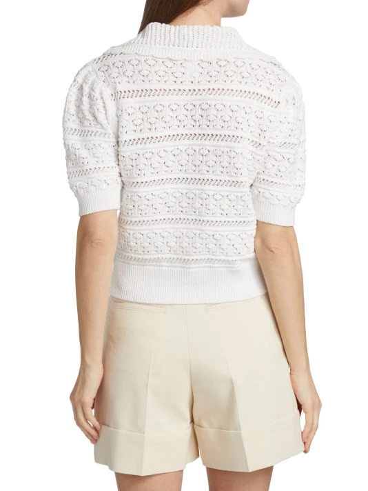 Design History Openwork Knit Polo Sweater - Image 5