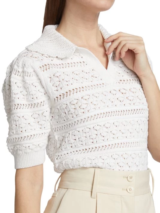Design History Openwork Knit Polo Sweater - Image 6