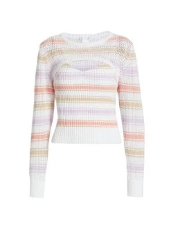 Design History Striped Ribbed & Crochet Top