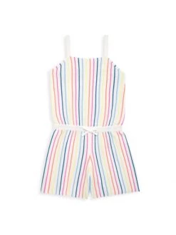 Design History Little Girl's & Girl's Rainbow Stripe Romper For Kids