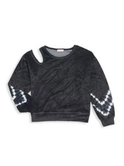 Design History Girl's Tie-Dye Velvet Sweatshirt For Kids