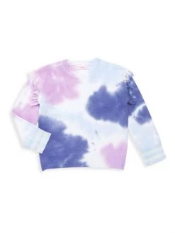 Design History Little Girl's Ruffled Tie-Dye Sweatshirt For Kids