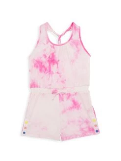 Design History Little Girl's Tie-Dyed Romper For Kids
