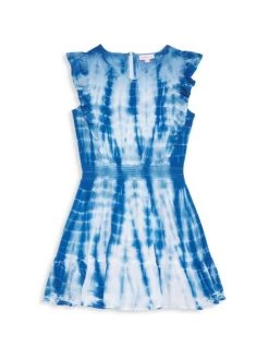 Design History Girl's Tie-Dye Print Cap Sleeve Dress For Kids