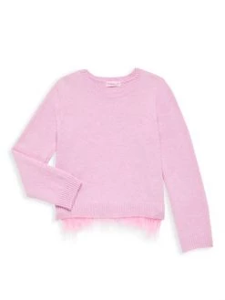 Design History Little Girl's & Girl's Faux Feather-Trim Sweater For Kids
