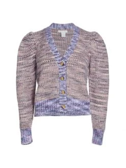 Design History Multicolor Puff Sleeve Cardigan
