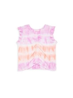 Design History Girl's Ruffled Tie-Dye Top For Kids