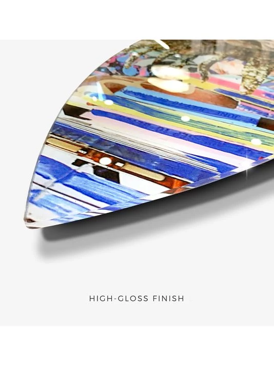 Oliver Gal Coastal Jeweled Waters Surfboard Wall Art - Image 3