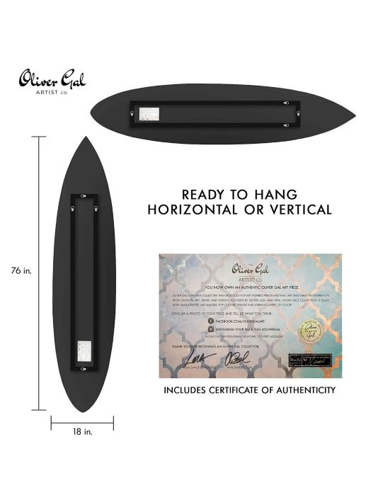 Oliver Gal Coastal Jeweled Waters Surfboard Wall Art - Image 4